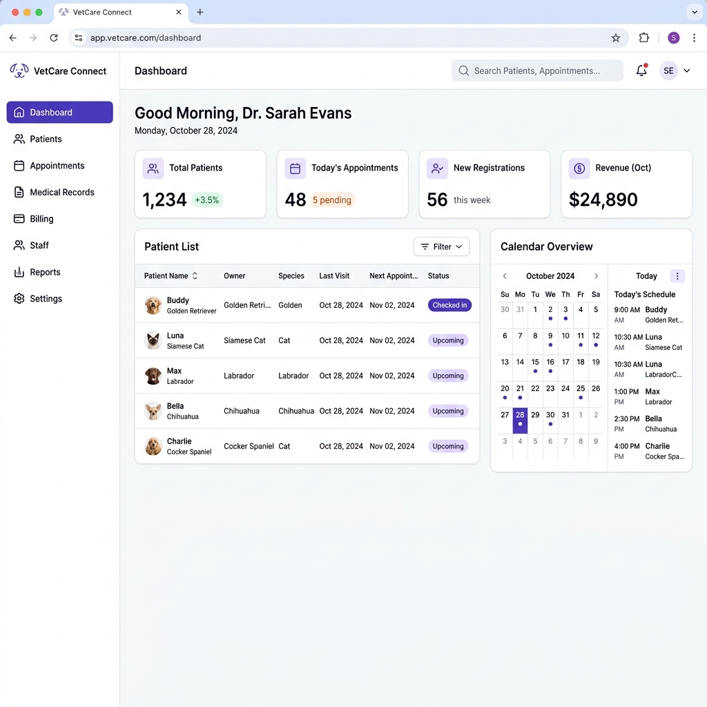 SağlıkVET panel görünümü